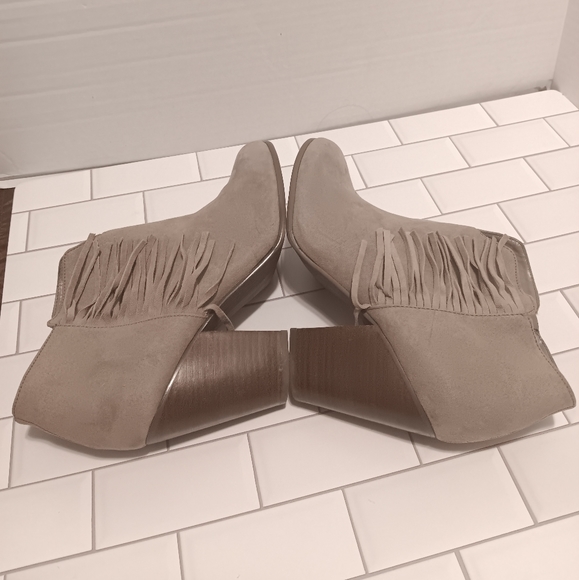 Carlos Santana Tempe Fringe Heel Boties Leather Upper Sz10M Gray Women - Picture 5 of 11